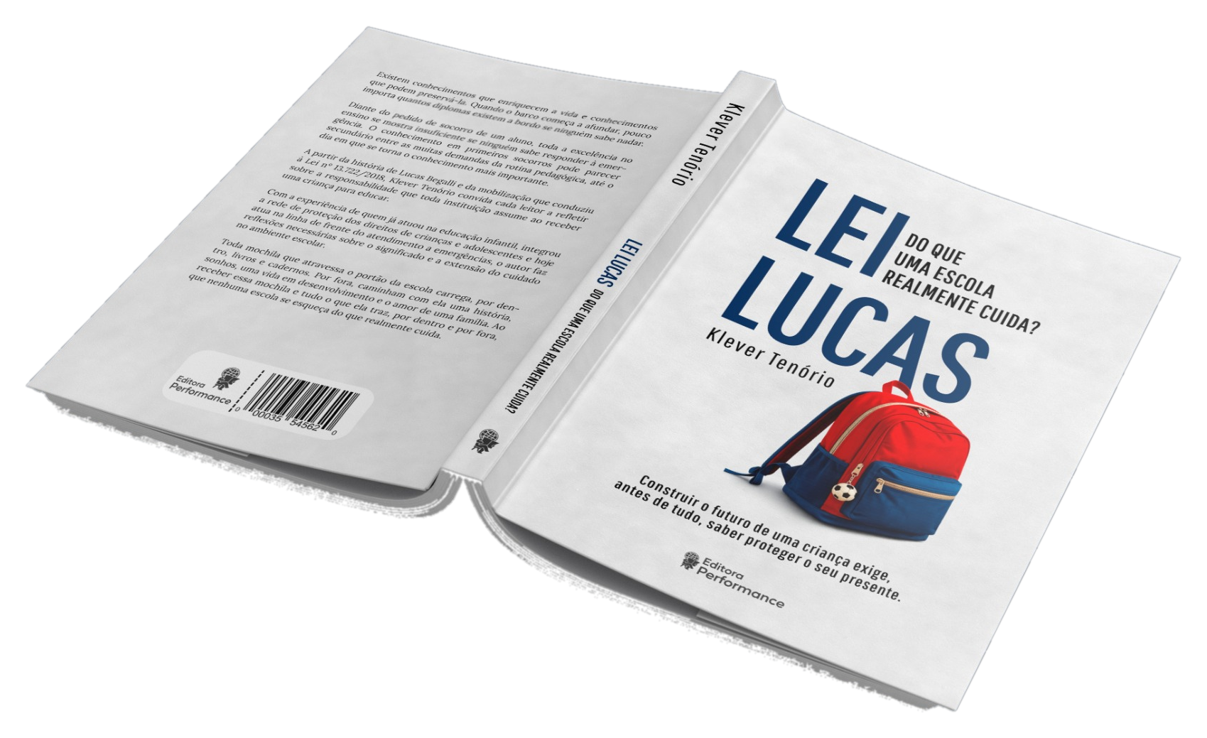 Livro Lei Lucas aberto, mostrando capa, lombada e contracapa